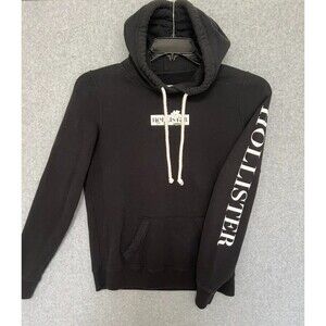 Hollister Womens Hoodie Size Small Black Daisy Flower Graphic Spellout Juniors